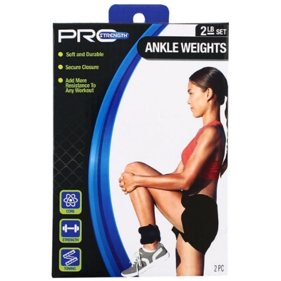 NEW Pro Strength 2LB Ankle Weights Set Black Toning Resistance Adjustable - Picture 2 of 4